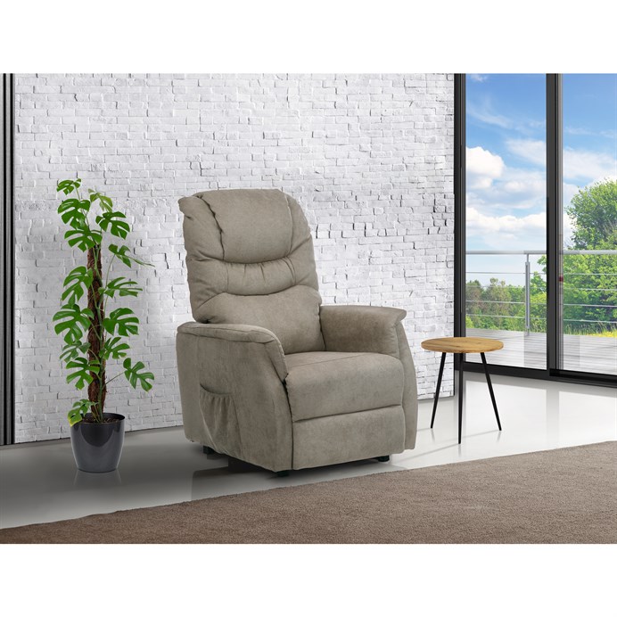 Polohovacie kreslo, elektrické káblové ovládanie, béžová, látka, TV-1171 CAP2