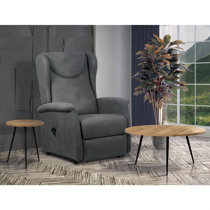 TV kreslo ušiak + elektrické polohovanie, 2 motory, sivá látka TV-1192 GREY2