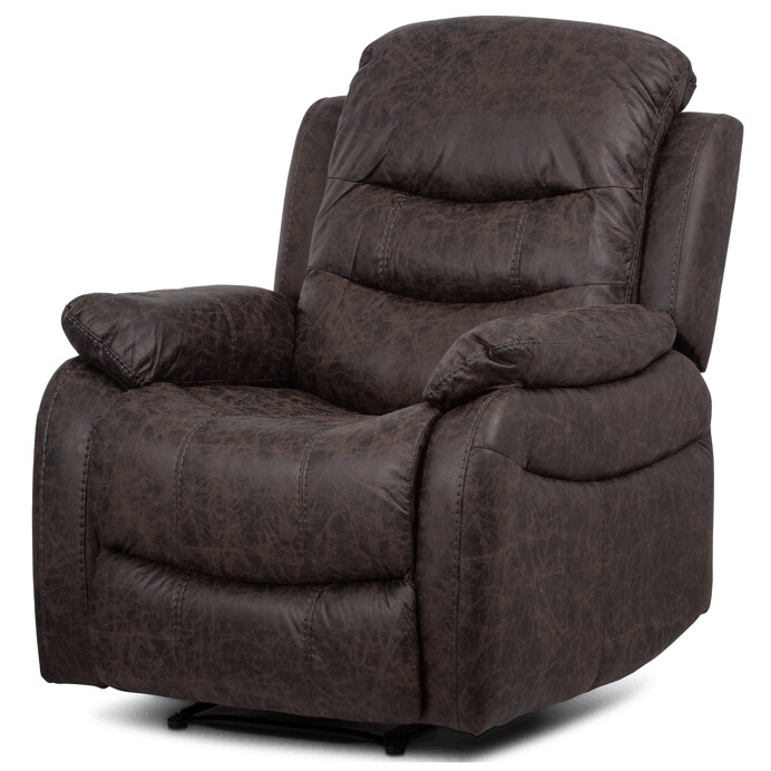 TV a relaxačné kreslo, manuálne polohovanie, poťah hnedá látka v dekore vintage kože TV-4086 BR