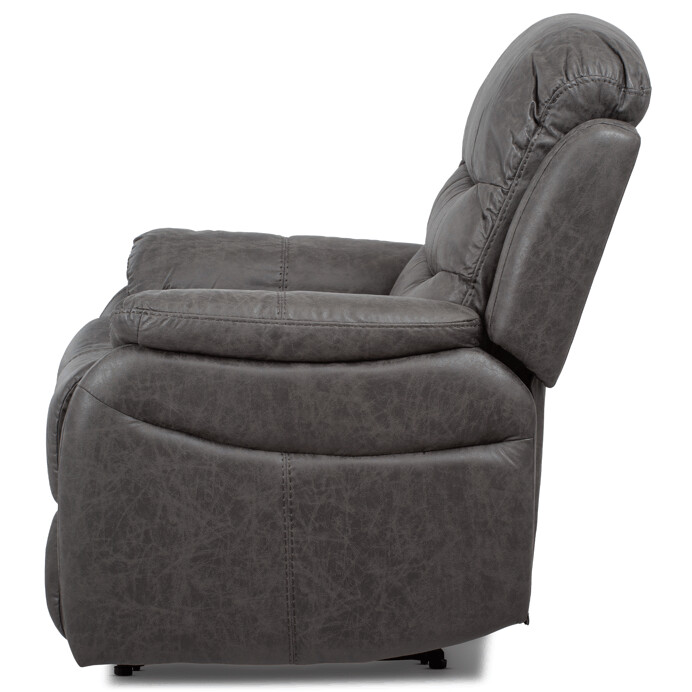 TV a relaxačné kreslo, manuálne polohovanie, poťah sivá látka v dekore vintage kože TV-4086 GREY