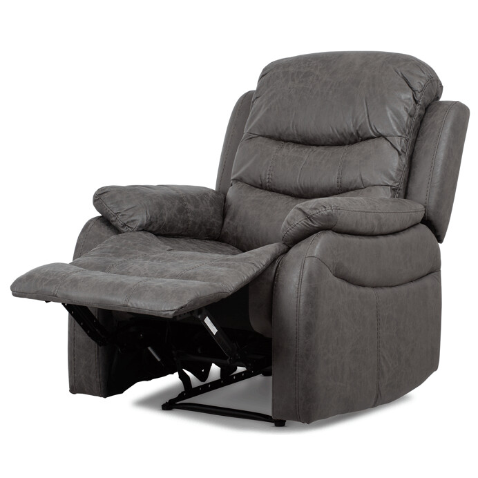 TV a relaxačné kreslo, manuálne polohovanie, poťah sivá látka v dekore vintage kože TV-4086 GREY