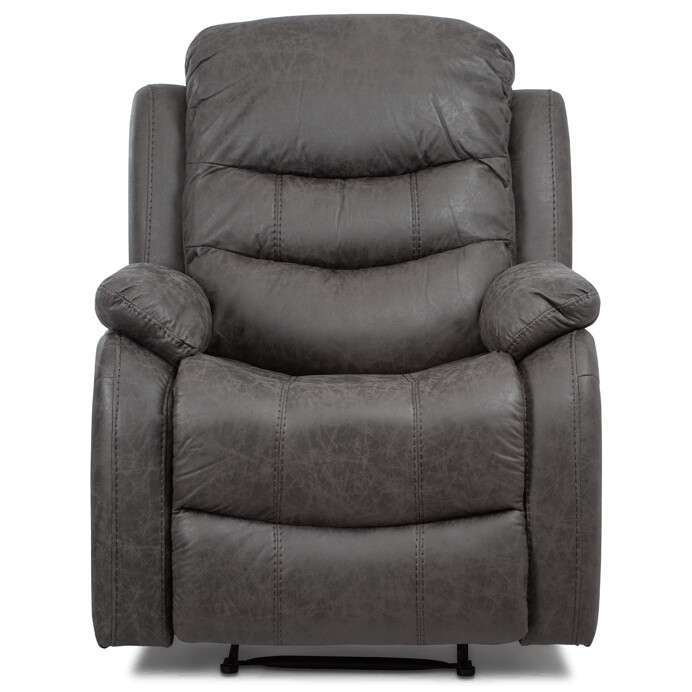 TV a relaxačné kreslo, manuálne polohovanie, poťah sivá látka v dekore vintage kože TV-4086 GREY