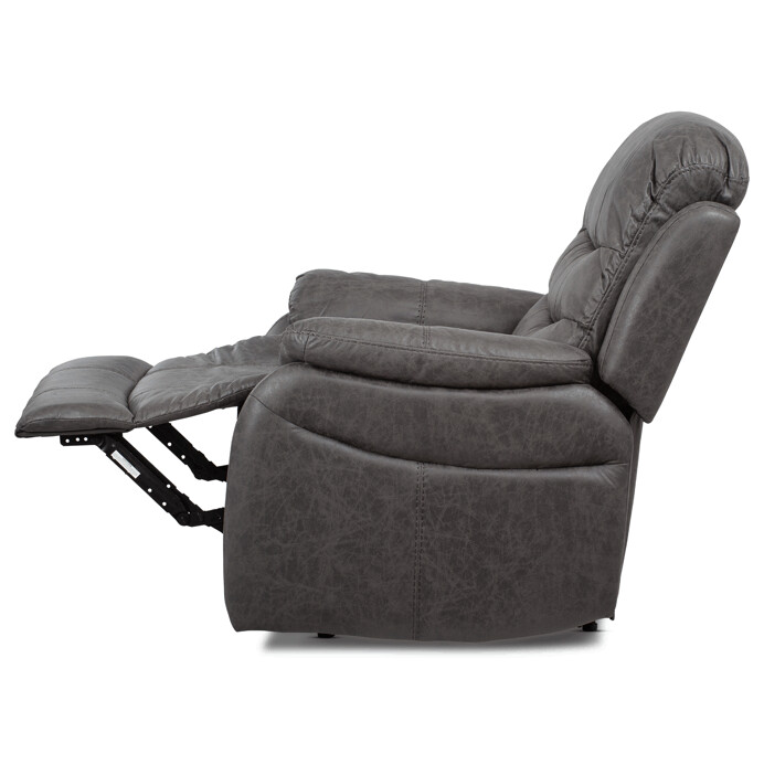 TV a relaxačné kreslo, manuálne polohovanie, poťah sivá látka v dekore vintage kože TV-4086 GREY