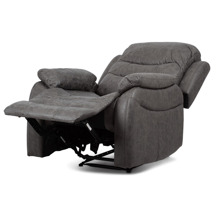TV a relaxačné kreslo, manuálne polohovanie, poťah sivá látka v dekore vintage kože TV-4086 GREY