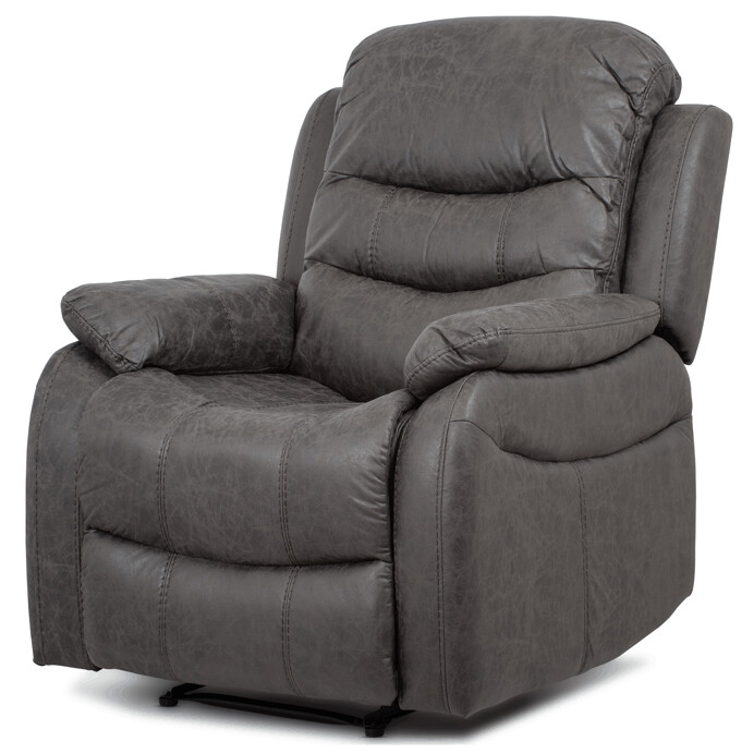 TV a relaxačné kreslo, manuálne polohovanie, poťah sivá látka v dekore vintage kože TV-4086 GREY