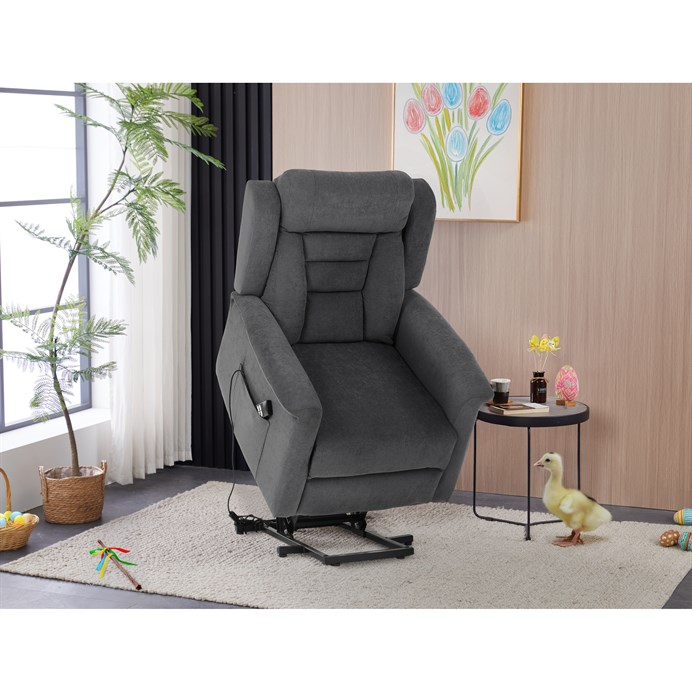 Polohovacie kreslo, elektrické káblové ovládanie, šedá, látka, TV-7072 GREY2