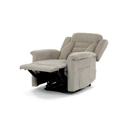 Relaxační křeslo s elektrickým ovládáním, pomoc při vstávání, potah lanýžová látka, 2 motory