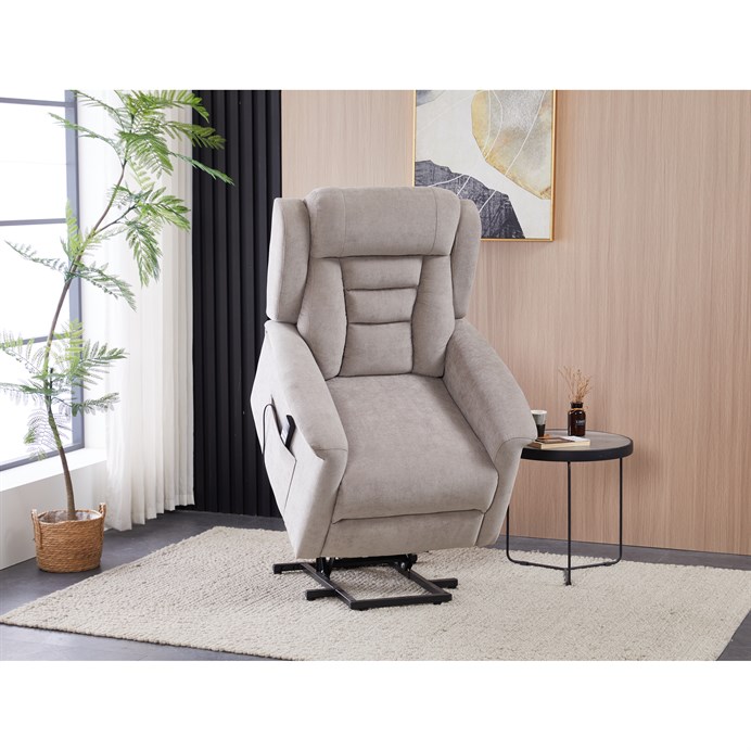 Polohovacie kreslo, elektrické káblové ovládanie, béžová, látka, TV-7072 LAN2