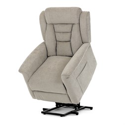 Relaxační křeslo s elektrickým ovládáním, pomoc při vstávání, potah lanýžová látka, 2 motory