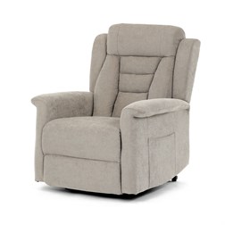 Relaxační křeslo s elektrickým ovládáním, pomoc při vstávání, potah lanýžová látka, 2 motory