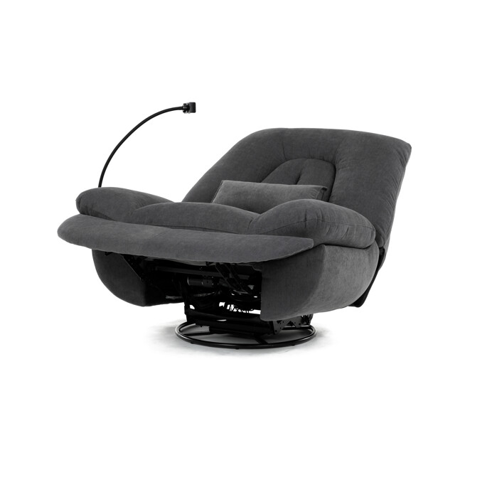 Polohovacie kreslo, elektrické zabudované ovládanie, šedá, látka, TV-7089 GREY2