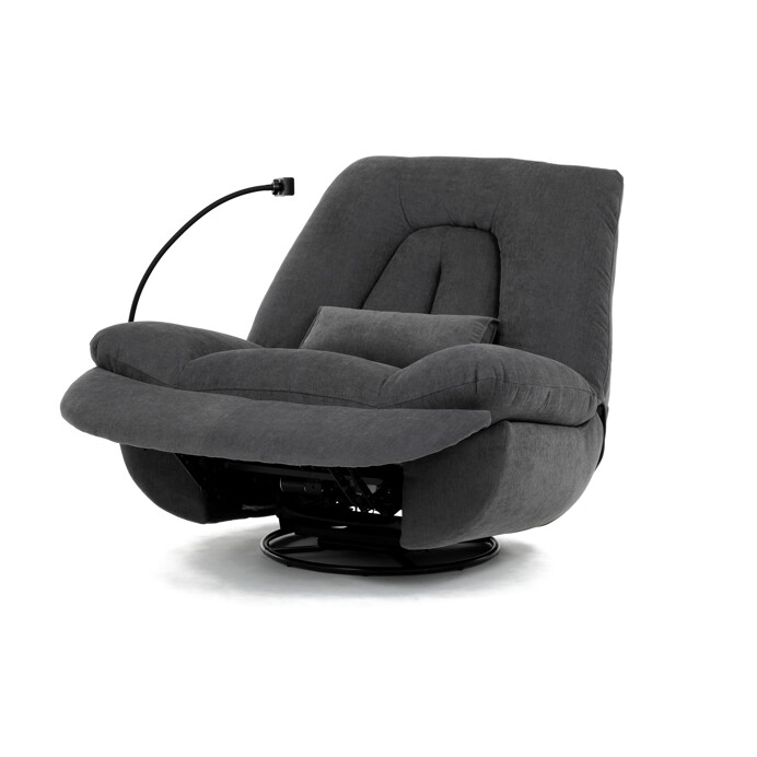 Polohovacie kreslo, elektrické zabudované ovládanie, šedá, látka, TV-7089 GREY2