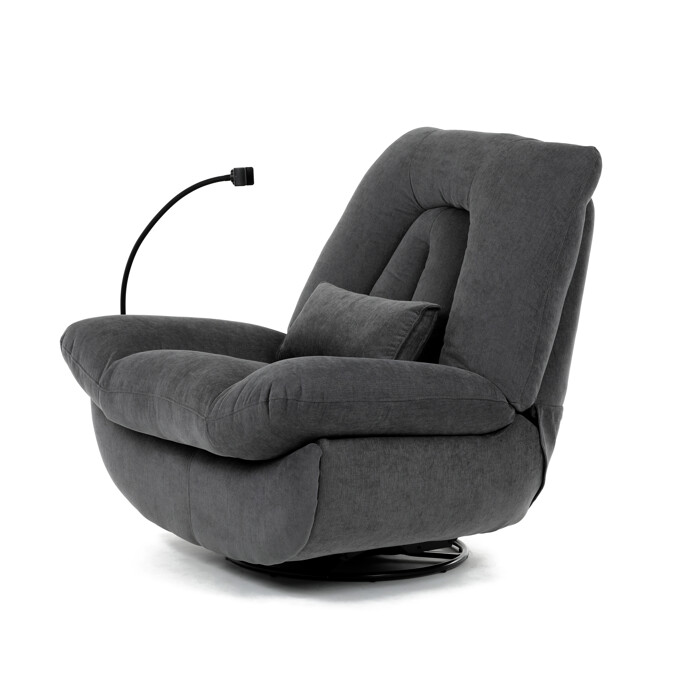 Polohovacie kreslo, elektrické zabudované ovládanie, šedá, látka, TV-7089 GREY2