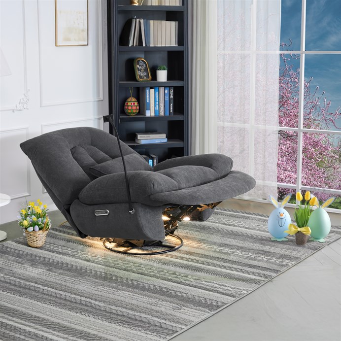 Polohovacie kreslo, elektrické zabudované ovládanie, šedá, látka, TV-7089 GREY2