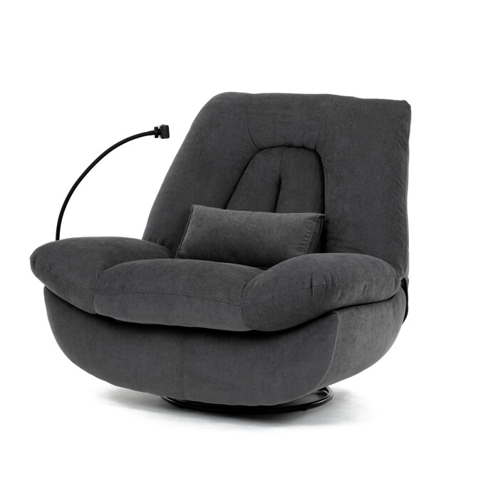 Polohovacie kreslo, elektrické zabudované ovládanie, šedá, látka, TV-7089 GREY2