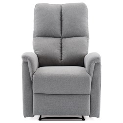 Relaxační křeslo, manuální ovládání, světle šedá látka