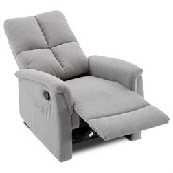 Relaxační křeslo, manuální ovládání, světle šedá látka