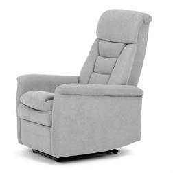 TV a relaxačné kreslo s elektrickým ovládaním, strieborné látkové čalúnenie
