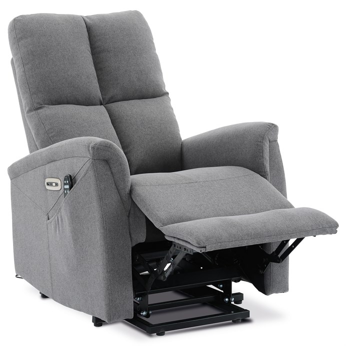 Polohovacie kreslo, elektrické zabudované ovládanie, šedá, látka, TV-929 GREY2