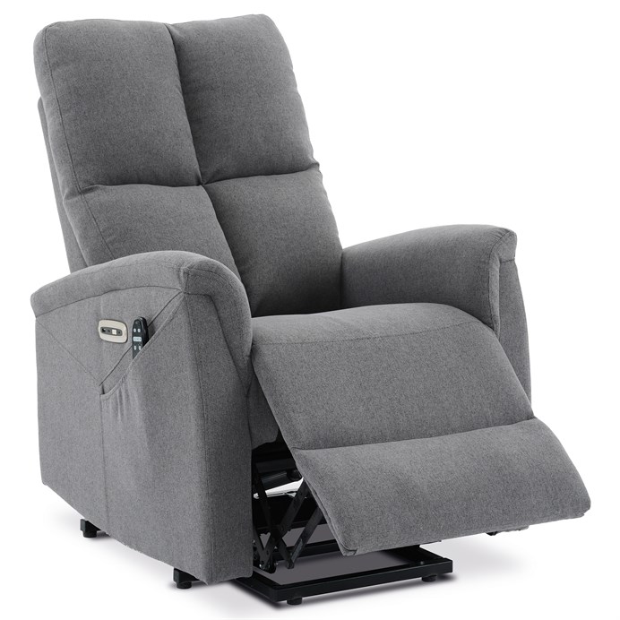 Polohovacie kreslo, elektrické zabudované ovládanie, šedá, látka, TV-929 GREY2