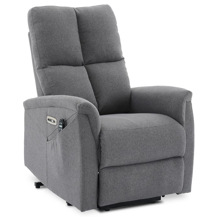 Polohovacie kreslo, elektrické zabudované ovládanie, šedá, látka, TV-929 GREY2