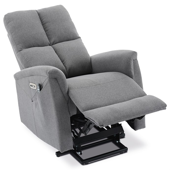 Polohovacie kreslo, elektrické zabudované ovládanie, šedá, látka, TV-929 GREY2