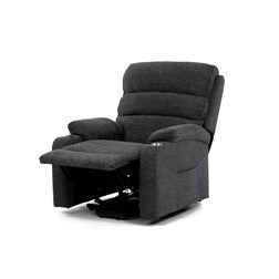 Křeslo polohovací elektrické, 1 motor, šedá látka, bezdrátové nabíjení pro mobilní telefon