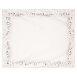 Ubrus s vánočním motivem - vánoční koule na bílém podkladu, 130x220 cm.