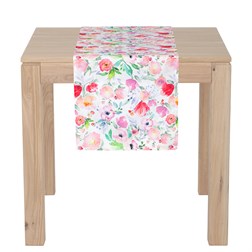 Běhoun - pivoňky v růžových barvách, 40 x 150 cm, 100% polyester.