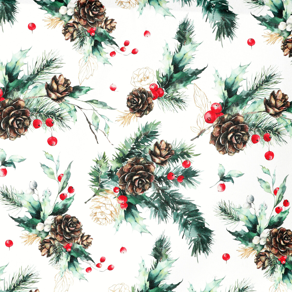 Obrus ??- ihličie, šišky a bobule, 100% polyester, 130 x 160 cm Zelená