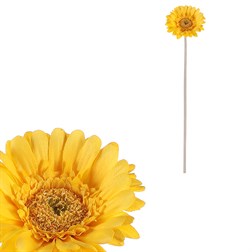 Gerbera - umělý květ na stonku, žlutý