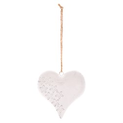 Srdce kovové, barva antik bílá.