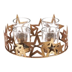 Svícen kovový adventní, zlatý.