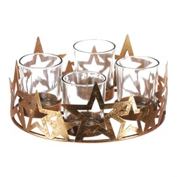 Svícen kovový adventní, zlatý.