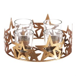 Svícen kovový adventní, zlatý.