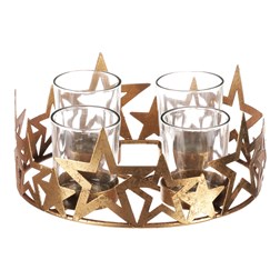 Svícen kovový adventní, zlatý.