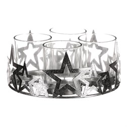 Svícen kovový adventní, stříbrný.