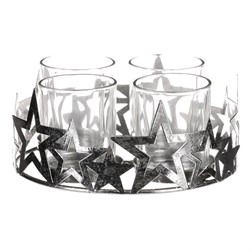 Svícen kovový adventní, stříbrný.