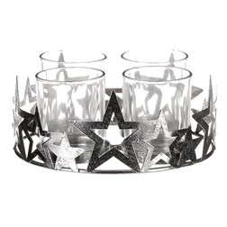 Svícen kovový adventní, stříbrný.