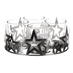 Svícen kovový adventní, stříbrný.