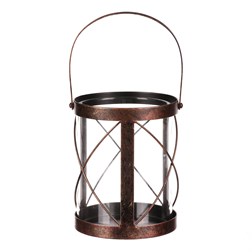 Svícen kovový - lampa, barva měděná antik