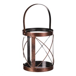 Svícen kovový - lampa, barva měděná antik