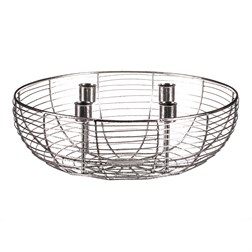 Svícen kovový - adventní, konstrukce ve tvaru mísy, stříbrný.