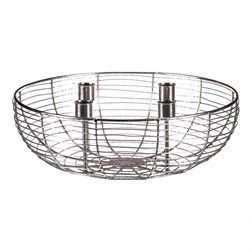 Svícen kovový - adventní, konstrukce ve tvaru mísy, stříbrný.