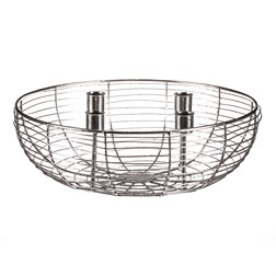 Svícen kovový - adventní, konstrukce ve tvaru mísy, stříbrný.