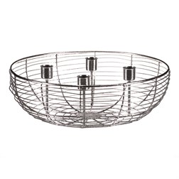 Svícen kovový - adventní, konstrukce ve tvaru mísy, stříbrný.