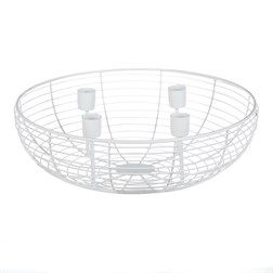 Svícen kovový - adventní, konstrukce ve tvaru mísy, bílý.