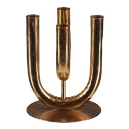 Svícen kovový - čtyřramenný, na kónické svíčky, barva zlatá.