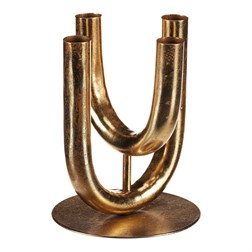 Svícen kovový - čtyřramenný, na kónické svíčky, barva zlatá.