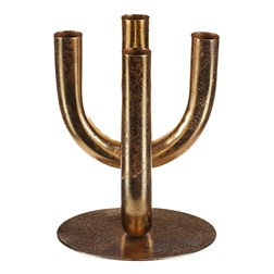 Svícen kovový - čtyřramenný, na kónické svíčky, barva zlatá.